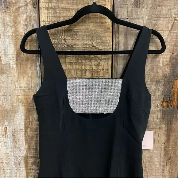 NWT Superdown Dawn Mini Dress Black rhinestone panel cut out Revolve S - Picture 11 of 12